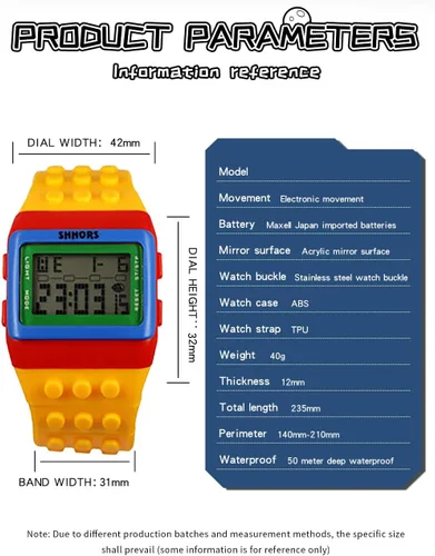 Miniatura 3 de XCZAP Reloj electrónico luminoso de los deportes de los bloques de construcción del arco iris