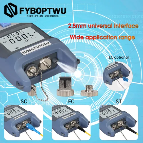 Miniatura 6 de 1pc 3 en 1 función probador de fibra óptica medidor de potencia óptica portátil (FC/SC/ST) y localizador visual de fallas VFL 1mw y LED, OPM