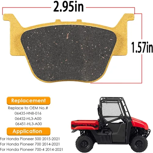 Miniatura 3 de Pastillas de freno de disco de cerámica delanteras y traseras resistentes para Honda Pioneer 700 500 700-4 2014-2021 Reemplazar 06435-HN8-016