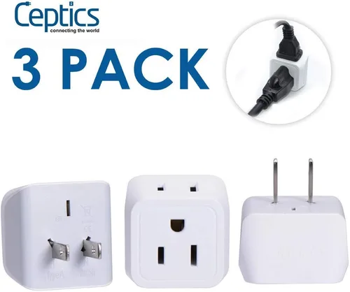 Miniatura 3 de Ceptics - Adaptador de viaje para Estados Unidos, tipo A, carga varios dispositivos a la vez, Estados Unidos, Canadá, Japón, paquete múltiple