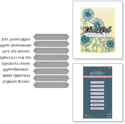 Miniatura 2 de Spellbinders BP-091 Fancy Sentiment Strips Press Plate & Die Set