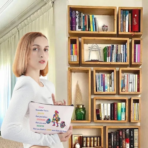Miniatura 5 de LEVLO Bolsa de maquillaje cosmética para levantamiento de pesas, idea de regalos para levantador de pesas, eres más fuerte, más inteligente de lo