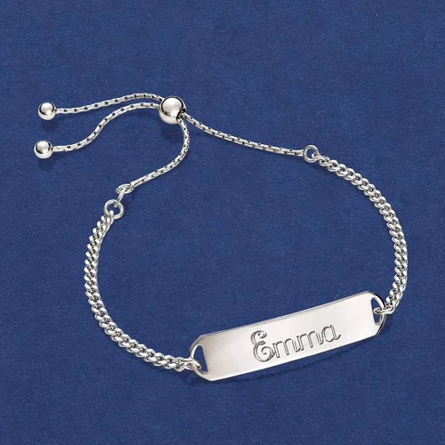 Miniatura 7 de Ross-Simons Pulsera de plata de ley italiana personalizada Id Bolo, Plata de ley, no conocido