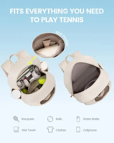 Miniatura 4 de Mochila de tenis Sucipi, mochila de tenis acolchada con bandolera cruzada, bolsas para raquetas de tenis resistentes al agua para mujeres y hombres