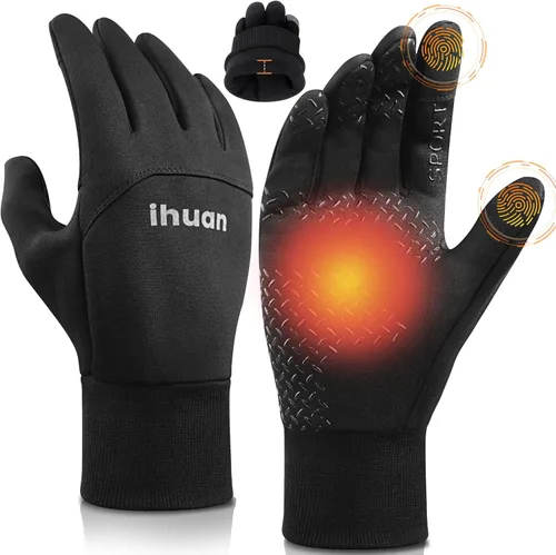 ihuan Guantes impermeables de invierno para hombres y mujeres, cálidos, para correr, ciclismo, nieve, esquí, para clima frío, material térmico