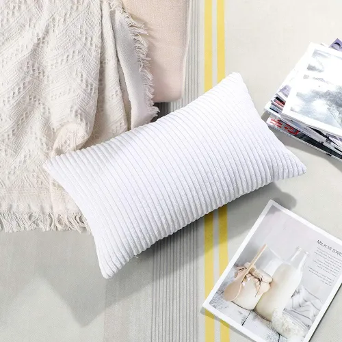Miniatura 224 de Artscope Fundas de Almohada de Pana a Rayas Acogedoras Súper Suaves Decorativas Cuadradas Fundas de Cojín para Sofá Sillón Dormitorio Decoración
