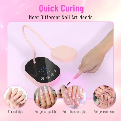 Miniatura 2 de Lámpara de curación flash, 36 W, mini gel inalámbrico x lámpara de uñas de curación, sensor automático, cuello de cisne, portátil, USB, secado