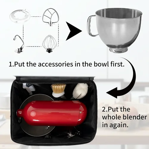 Miniatura 3 de TORIBIO Bolsa de almacenamiento para batidora de cocina compatible con KitchenAid y accesorios extra, bolsa/estuche portátil para batidora de 4.5