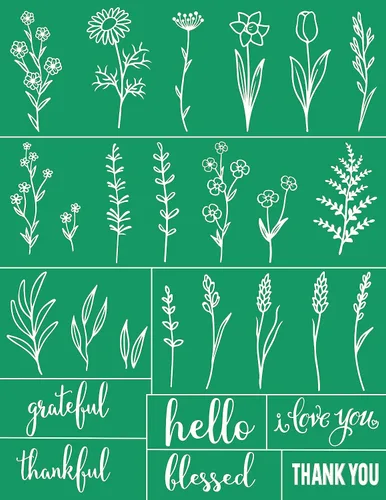 Miniatura 7 de Alinacutle Florals - Plantillas de serigrafía reutilizables para decoración del hogar, pintura sobre madera/tela/pared/taza/plato/vidrio/papel, 8.5