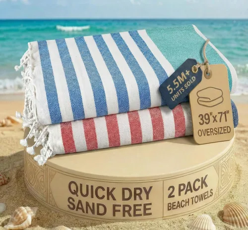 Miniatura 98 de LANE LINEN - Paquete de 4 toallas de playa de gran tamaño, toalla de piscina prelavada, extragrande, de secado rápido y sin arena, toalla de viaje