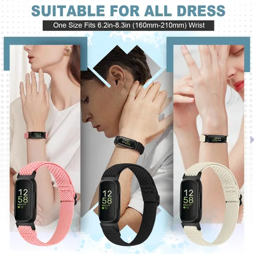 Miniatura 4 de Bandas elásticas de nailon compatibles con Fitbit Inspire 3/Inspire 2/Inspire HR/Inspire/Ace 3/Ace 2, correas elásticas ajustables suaves