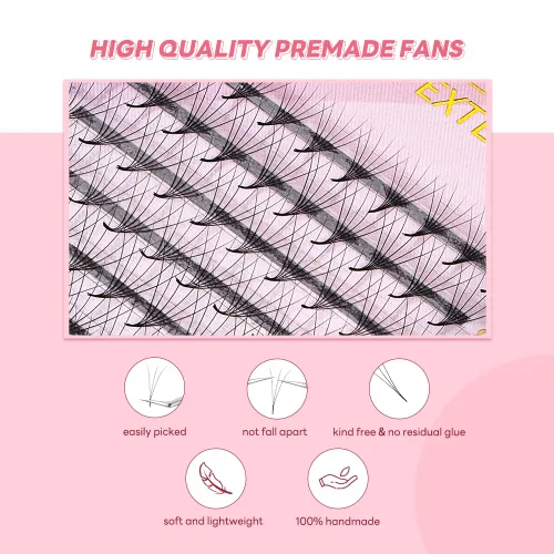 Miniatura 5 de ARISON LASHES Abanicos de pestañas prefabricadas 4D C Curl 0.07, bandeja de pestañas suaves y esponjosas de volumen ruso mezcla de 8 a 0.591 in