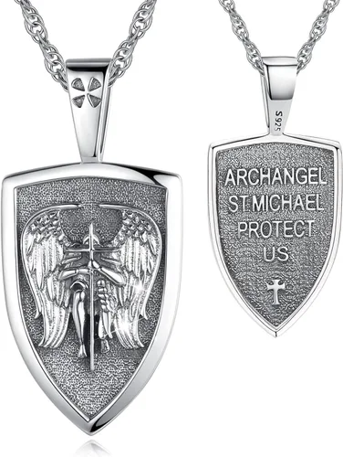 Miniatura 156 de Eusense San Miguel San Cristóbal San Benito San Judas Virgen María Collar chapado en oro 925 joyería religiosa para hombres y mujeres, collar