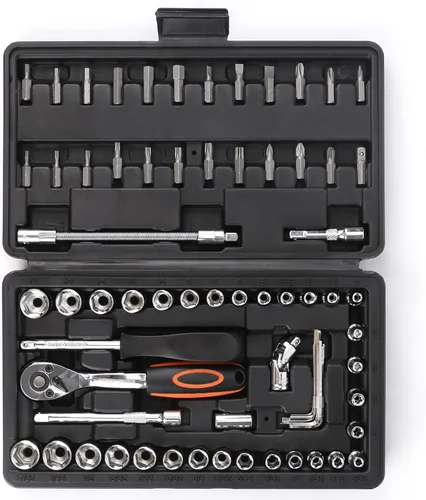 Miniatura 6 de COMOWARE Juego de 69 piezas de enchufes pequeños (1/4'' y 3/8''), juego de llaves de enchufes métricos y estándar, juego de llaves de trinquete
