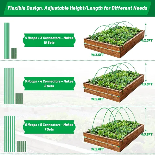 Miniatura 4 de Cludoo Garden Mesh Netting Kit,7 Sets Wide Garden Hoops with 10x30 ft Garden Covers Bird Netting& 12 Clips, Garden Protection for Raised Beds