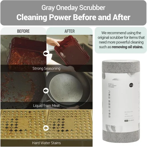 Miniatura 5 de DEARCUS Gray One Day Scrubber - Paños de cocina sin olor para lavar utensilios, ollas y sartenes y placa de cocina, paños de limpieza multiusos sin