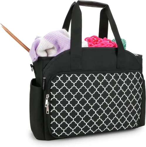 Bolsa de tejer para almacenamiento de hilo - Organizador de almacenamiento de hilo, bolsa organizadora de ganchillo con ganchillos, esquís de hilo,