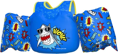 Dark Lightning Chaleco de natación para niños de 2, 3, 4, 5, 6 y 7 años, flotadores para niños pequeños con alas de brazo de 30 a 50 libras, chaleco