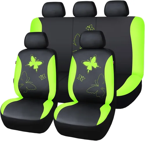 Miniatura 28 de Flying Banner - Juego completo de fundas para asiento de automóvil Butterfly, estilo universal de moda para mujer, para banco trasero (divisible)