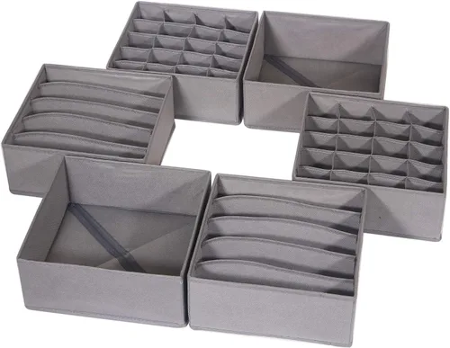 Miniatura 8 de DIOMMELL Paquete de 6 cajas de almacenamiento de tela plegables para armario, aparador, cajón, cestas de tela, contenedores divisores para ropa