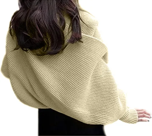 Miniatura 7 de Bufanda de otoño e invierno para mujer, con manga, de color sólido, de punto, con manga