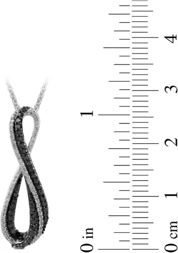 Miniatura 4 de Collar de plata fina con colgante del símbolo del infinito, con diamantes blancos y negros (13 de peso total de quilates), 18 pulgadas.