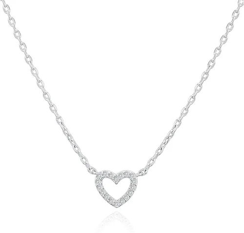 Miniatura 46 de PAVOI Collar de corazón chapado en oro de 14 quilates con circonita cúbica Bonitos collares con colgante de amor delicado para mujer