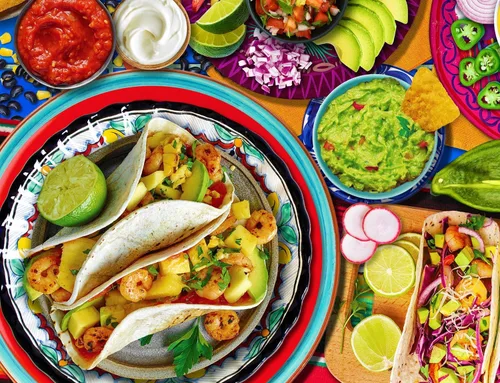 Springbok Taco Table - Rompecabezas de 1000 piezas para adultos, tema de fiesta de tacos del Cinco de Mayo, ideal para noches de juego, tamaño Mesa