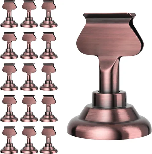Urban Deco Paquete de 16 soportes para tarjetas de número y lugar de mesa, soportes de acero de 1.7 pulgadas para fotos, letreros de alimentos, Cobre