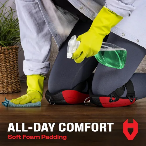 Miniatura 5 de NoCry Rodilleras de trabajo antideslizantes para hombres y mujeres con acolchado grueso de espuma suave, correas fuertes y ajustables y clips de Rojo