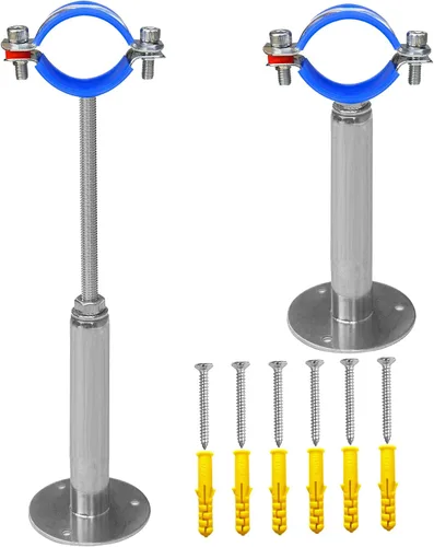 Miniatura 7 de Soportes de tubería de montaje en techo para montaje en pared, abrazaderas de tubo ajustables, perchas, acero inoxidable 304, 2 piezas adecuadas