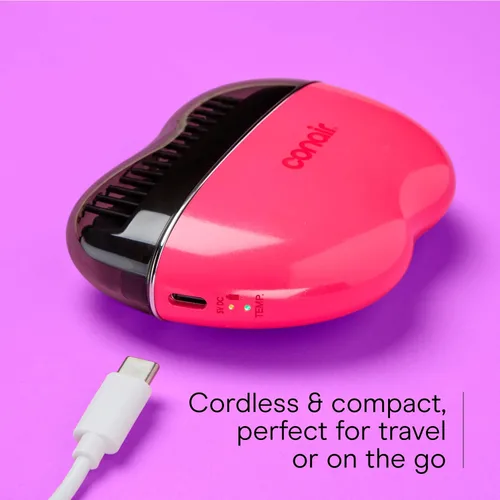 Miniatura 5 de Conair - Cepillo de alisado iónico de cerámica, cepillo portátil para control de encrespamiento, cepillo de peinado para brillo, 2 ajustes de calor