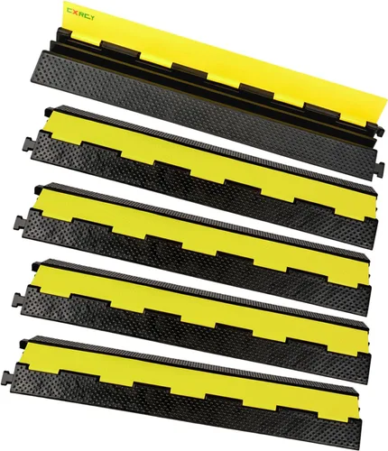 Miniatura 13 de CXRCY Rampa de cable, 1 paquete de 5 canales, protector de cable de goma de PVC, capacidad de 18,000 libras, resistente, protección de canales