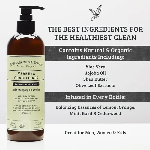 Miniatura 3 de Pharmacopia Acondicionador Verbena - Hidratante natural para el cuero cabelludo, vegano y libre de crueldad animal con manteca de karité, aloe vera