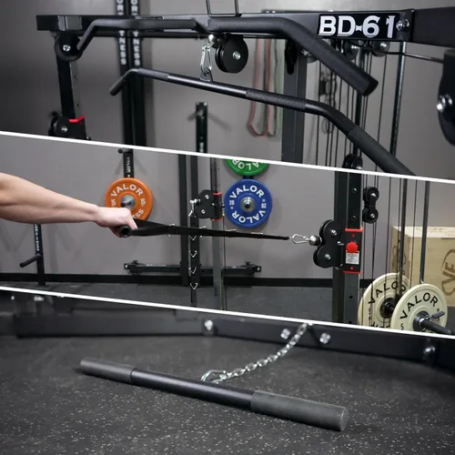 Miniatura 3 de Valor Fitness Máquina cruzada de cables – 17 posiciones ajustables con barras de dominadas y accesorios opcionales de paquete de peso máximo de 200