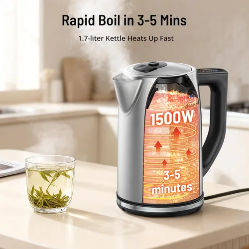 Miniatura 2 de Hervidor eléctrico, hervidor de té con 6 ajustes de temperatura, caldera de agua caliente inalámbrica Paris Rhône de 1.7 L, termostato Strix
