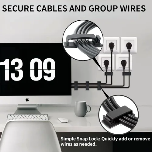 Miniatura 2 de Clips para cables, 50 unidades, clips autoadhesivos para organizar cables, organizador de cables, soportes para cables para electrodomésticos, PC