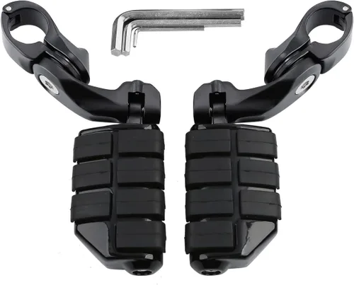 Miniatura 18 de TCT-MOTORPARTS Estriberas negras de 1/4 de pulgada y 1.25 pulgadas, estriberas ajustables para motocicleta en ángulo largo para Harley Touring Road