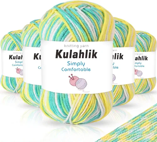 Miniatura 81 de 50g (1x50g) Hilo Acrílico para Crochet y Tejido, Hilo Degradado Colorido, 1 Rollo de Madejas, Hilo Acrílico Multicolor, Perfecto para Proyectos