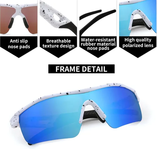 Miniatura 3 de FEISEDY Gafas de sol polarizadas de béisbol para niños y adolescentes, marco TR90 para niños y niñas, ciclismo B2454