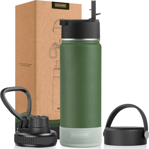 Miniatura 164 de koodee Insulated Water Bottle, 32 oz Stainless Steel Double Wall Vacuum Wide Mouth Sport Bottle with Leakproof Spout Lid (Navy)