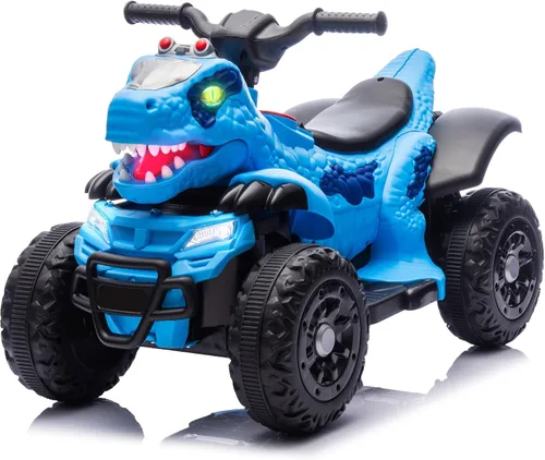 Bluefun Dinosaurio eléctrico de 4 ruedas para montar, ATV para niños, 12V, con música, Bluetooth y luces LED, regalo de cumpleaños para niños de 3