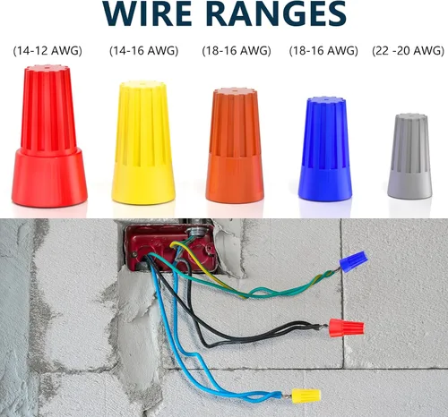 Miniatura 2 de BURMONG Paquete de 25 tuercas de alambre, conectores de cable eléctrico para 10-22 AWG, tapas de alambre giratorias con resorte, kit surtido