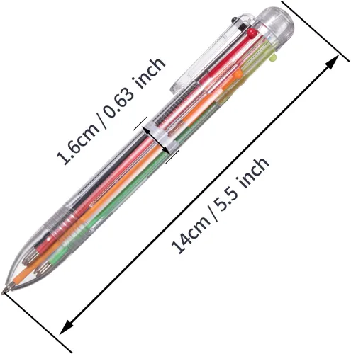 Miniatura 2 de favide Paquete de 6 bolígrafos multicolor 6 en 1 de 0.5mm, bolígrafos retráctiles de 6 colores para suministros de oficina y escuela, regalo