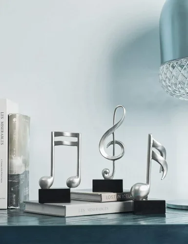 Miniatura 9 de HAUCOZE 3 piezas de decoración de notas musicales regalo musical mesa centro de mesa escultura estatua para sala de piano casa oficina plata 7.5