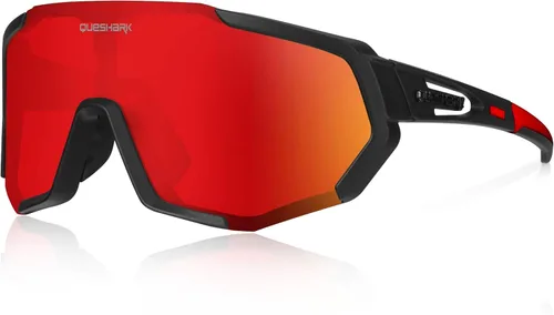 Miniatura 9 de Queshark - Gafas de ciclismo, lentes de sol deportivos para hombres y mujeres, 1 lente polarizada 2 HD, lentes de sol polarizados para ciclismo
