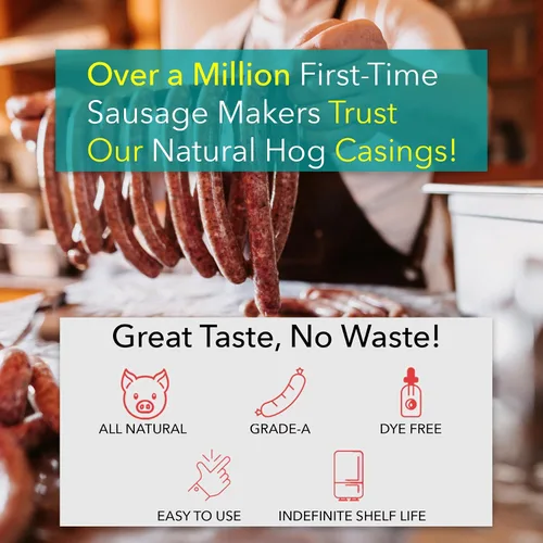 Miniatura 5 de Tripas de cerdo naturales de The Sausage Maker 42 a 44 MM paquete de carnicero, hace 100 lb de carne, tripas comestibles de cerdo norteamericanas