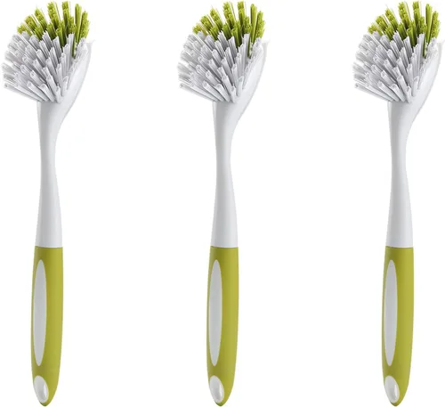 Miniatura 9 de Cepillo para platos, limpiador de platos y cepillo de cocina para platos, ollas, sartenes, fregadero, hierro fundido, amarillo y verde, paquete de 5