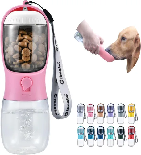 Miniatura 21 de Cibaabo Botella de agua para perros con contenedor de alimentos, cuenco de agua para cachorros de viaje, dispensador portátil para mascotas