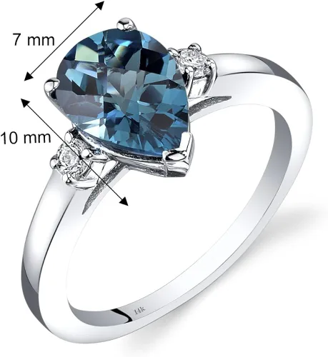 Miniatura 3 de Anillo de oro blanco de 14 quilates con topacio azul Londres de 2,25 quilates